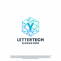 Fototapeta premium letter Y logo design for technology, science and lab business company identity