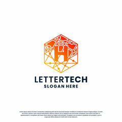 Fototapeta premium letter H logo design for technology, science and lab business company identity