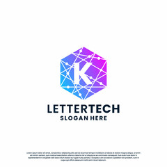 letter K logo design for technology, science and lab business company identity