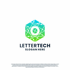 Fototapeta premium modern letter O technology logo design with gradient color