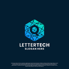 modern letter Q technology logo design with gradient color