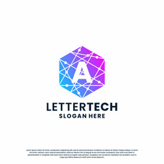 modern letter A technology logo design with gradient color