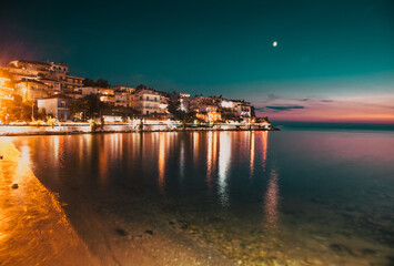 village of Skala Marion by night  Thassos island  Greece