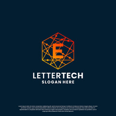 creative letter E tech, science, lab, data computing logo design for your business identity