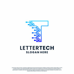creative letter T tech, science, lab, data computing logo design for your business identity
