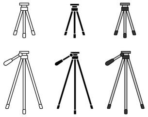 Empty Tripod Clipart Set - Outline, Silhouette and Color
