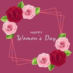 Happy Women's Day greeting card. Vector illustration.