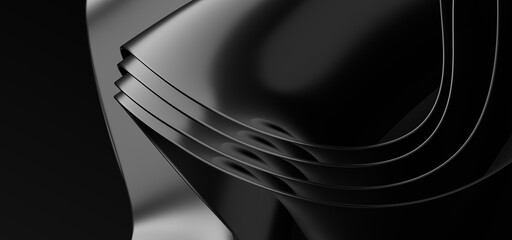 Abstract wave isolated on black background. Vector 3d illustration.