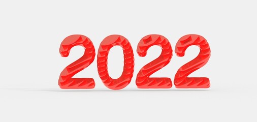 Happy New Year 2022. 3D illustration numbers isolated