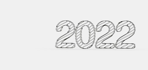 Typography design of 2022 with 3d style