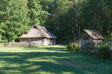 Estonian open air museum with cultural and architectural heritage. Summer time. Taliin, Estonia.
