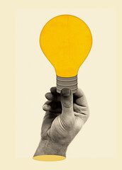 Human hand holding lightbulb like a brilliant idea generated by the most talented, contemporary...