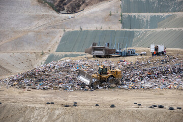 Yucaipa, California, November 23, 2021:  A Sanitary Landfill Site used to Manage Waste looking at a...
