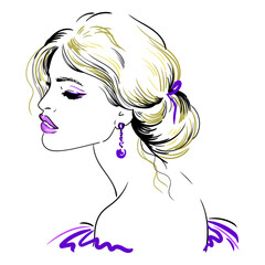 vector illustration portrait woman hairstyle profile