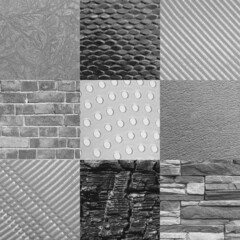 Set of textures of stones, metal. Background, texture