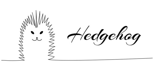 Continuous one line drawing of hedgehog. Vector illustration on isolated background.
