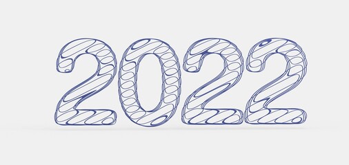 Typography design of 2022 with 3d style design