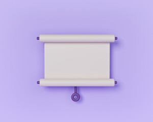 cartoon style projector screen isolated minimal design. 3d rendering