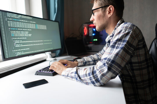 programmer developer making new code script, working on cybersecurity application