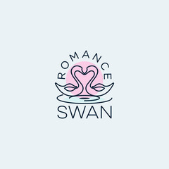 swan logo design with line and couple concept