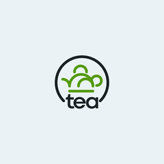 tea pot logo design with abstract concept and line graphics for food and drink
