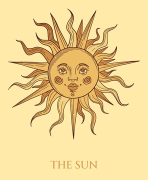 colored illustration in semi-medieval style with stylized sun 
