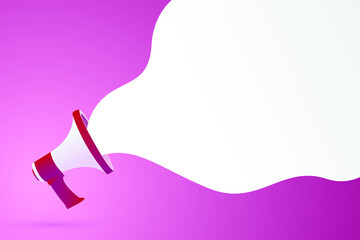 Megaphone with speech bubble 3d background