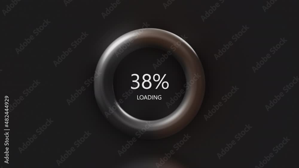 Aufkleber 3d yellow pulsating loading bar with changing percentages. creative. circular graph animation with t