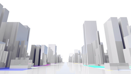 Fototapeta premium City Building Simple Modern Skyscraper business street 3D illustration