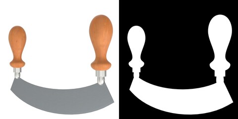 3D rendering illustration of a long mincing knife