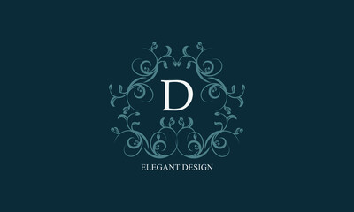 Exquisite logo with initials D. Exclusive monogram for restaurants, clubs, boutiques, cafes, hotel cards. Business style and brand of the company.