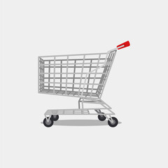 Shopping cart in a flat style. Vector illustration cartoon trolley