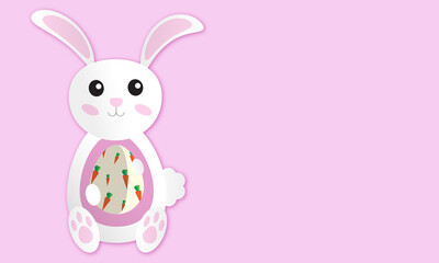 Easter bunny poster with copy space. Easter poster template. Cute rabbit vector 