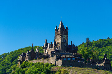  Town of Cochem with the imperial Castle. Historic european castle