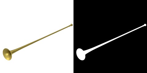 3D rendering illustration of a long trumpet