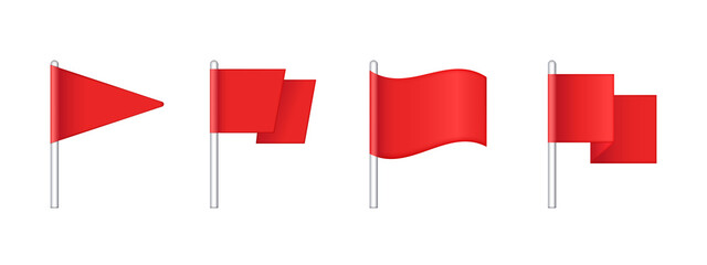 3d Map pin flag. Set of flag for the map. Navigation marker on the map.