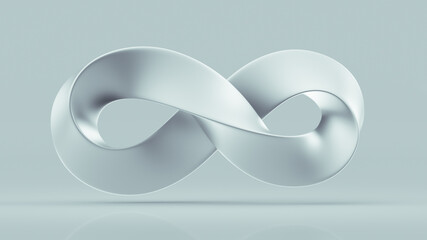 White Infinity symbol 3D rendering illustration