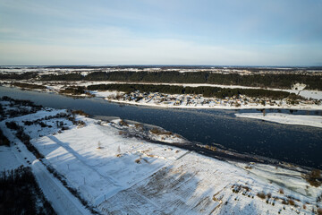 Frozen. Nemunas river in winter