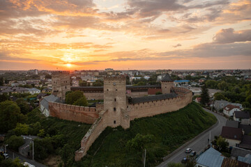 Aerial view on Lubart's castle in Lutsk, Ukraine from drone