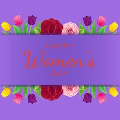 Happy Women's Day greeting card. Vector illustration.