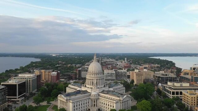 Madison WI Aerial Shot, Wisconsin State Capitol Building