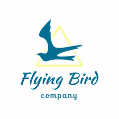 Flying bird vector logo design with triangular frame. flying bird themed company logo