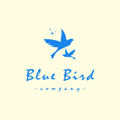 Two blue birds flying logo vector design