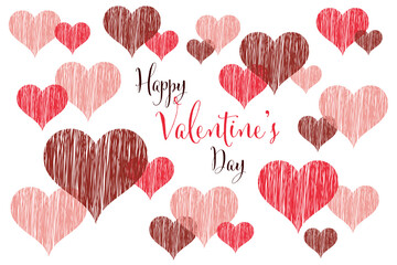 Hand drowns Valentine's heart, white background. Vector illustration Valentine's day background.