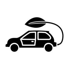 Zero tailpipe emissions. Eco friendly vehicle using biofuel. Electric vehicle. Eco car concept green drive with leaf symbol