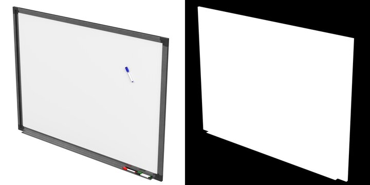 3D rendering illustration of a magnetic whiteboard with markers