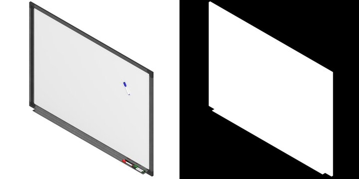 3D rendering illustration of a magnetic whiteboard with markers
