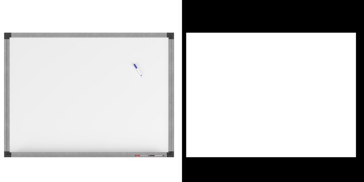 3D rendering illustration of a magnetic whiteboard with markers