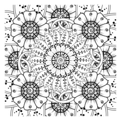 Circular pattern in form of mandala for Henna, Mehndi, tattoo, decoration. Coloring book page.