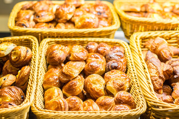 Meal dishes on food court.